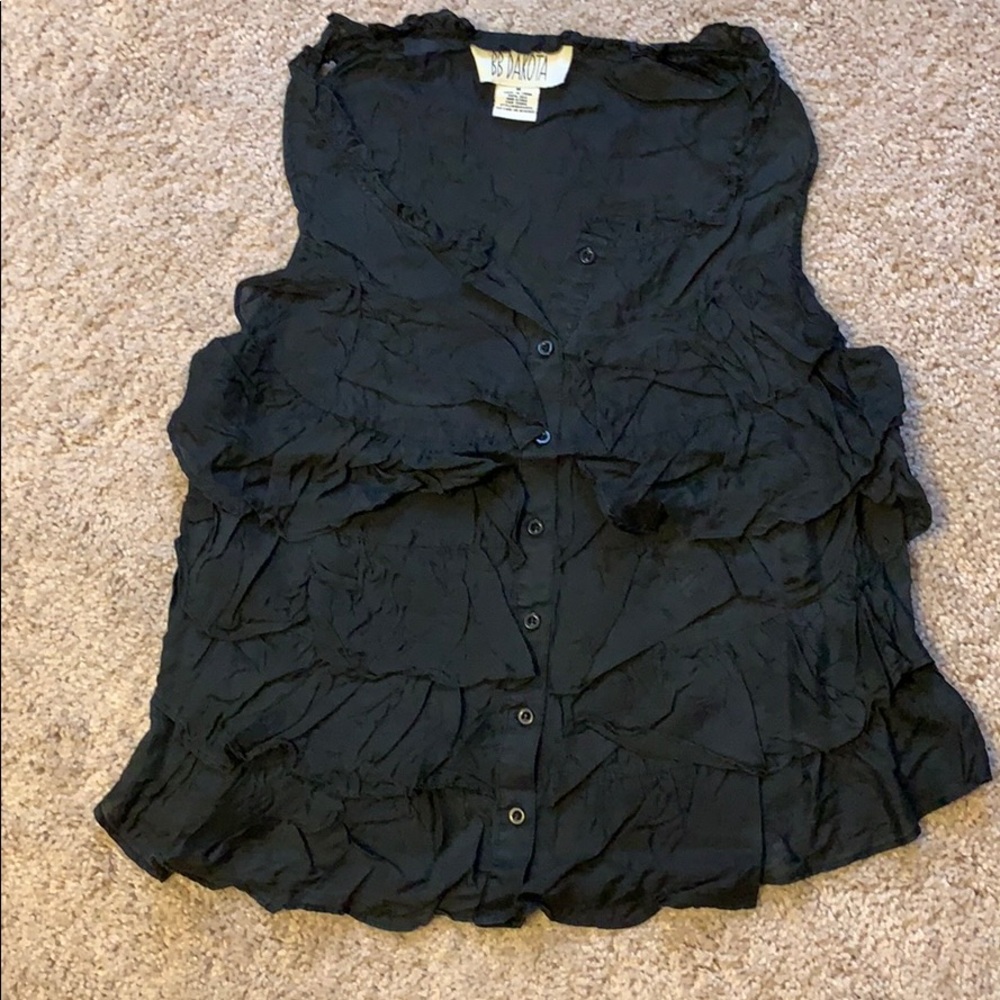 BB Dakota Black Ruffle button down blouse